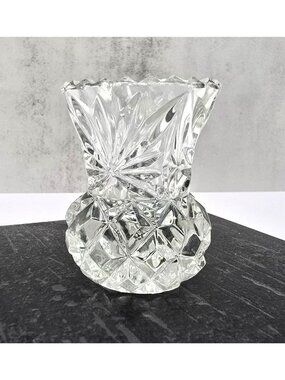 Princess House Vintage Crystal Glass Vase Intricate Cut Design 4-Inch VL5054